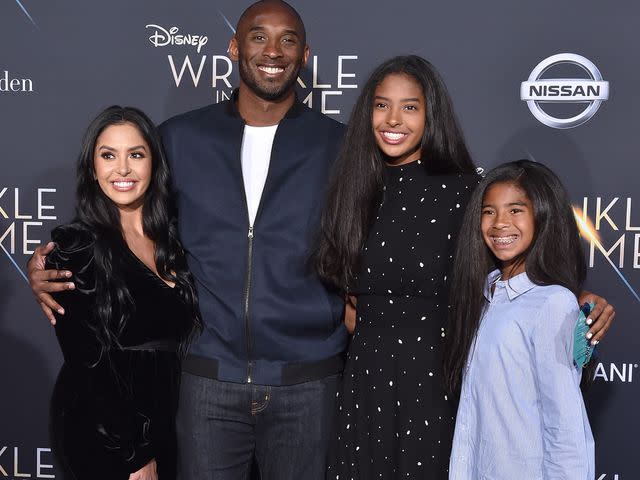 <p>Axelle/Bauer-Griffin/FilmMagic</p> Vanessa Laine Bryant, Kobe Bryant, Natalia Diamante Bryant and Gianna Maria-Onore Bryant arrive at the premiere of Disney's 'A Wrinkle In Time' on February 26, 2018.
