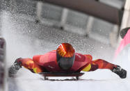 <p>The classic flames look is always a good one for any sport requiring speeds, and skeleton riders can eclipse 80 miles per hour on the mountain. </p>