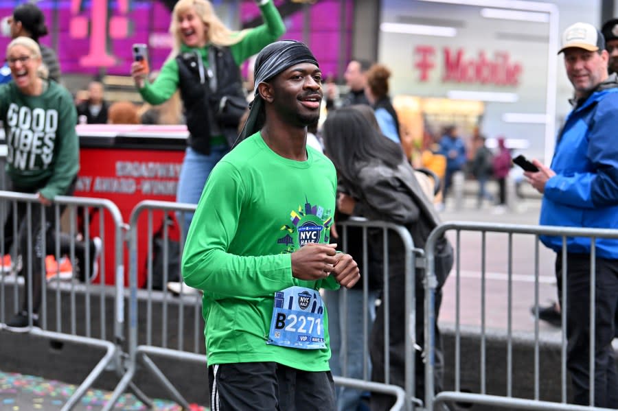 NEW YORK, NEW YORK – MARCH 17: Lil Nas X participates in the United Airlines NYC Half Marathon on March 17, 2024 in New York City. The course starts in Brooklyn and ends in Central Park in Manhattan. (Photo by Roy Rochlin/New York Road Runners via Getty Images)