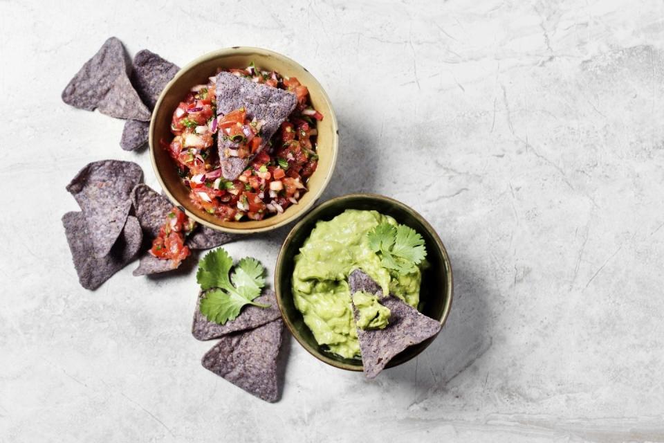 corn chips with salsa and guacamole