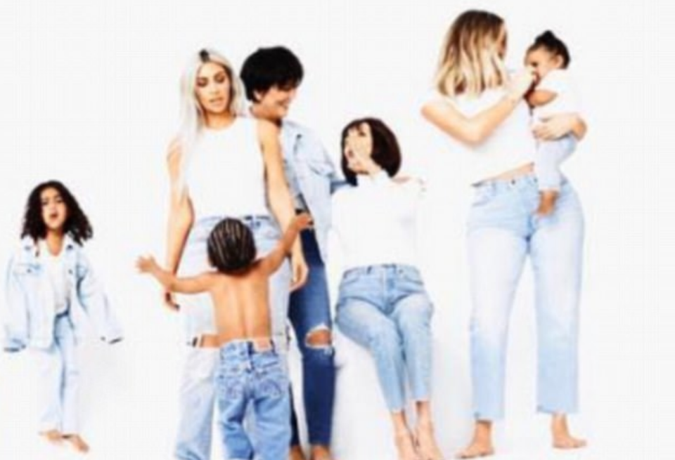 A close-up of the image, though blurry, clearly shows Khloe's flat tum. Source: Instagram/KimKardashian