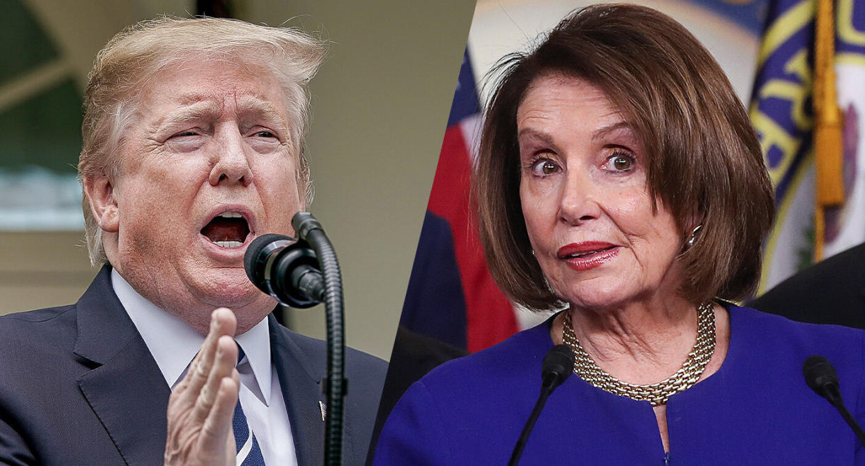 President Trump and House Speaker Nancy Pelosi. (Photos: Chip Somodevilla/Getty Images, Jonathan Ernst/Reuters)