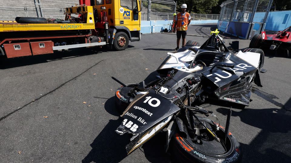 Bird's car after the high-speed crash. - Guiseppe Lami/EPA-EFE/Shutterstock