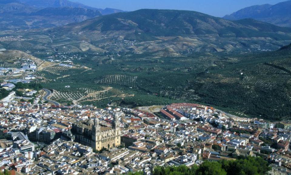 Jaen Cathedral and views of city rooftops Spain