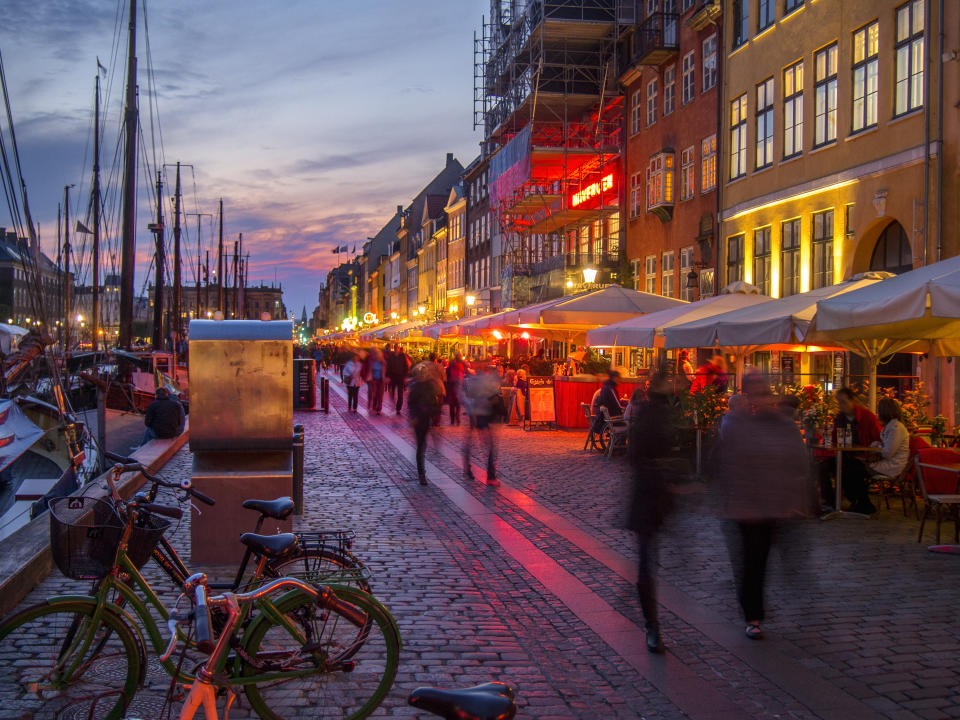 Nyhavn in Copenhagen, Denmark - one of the most popular tourist places.