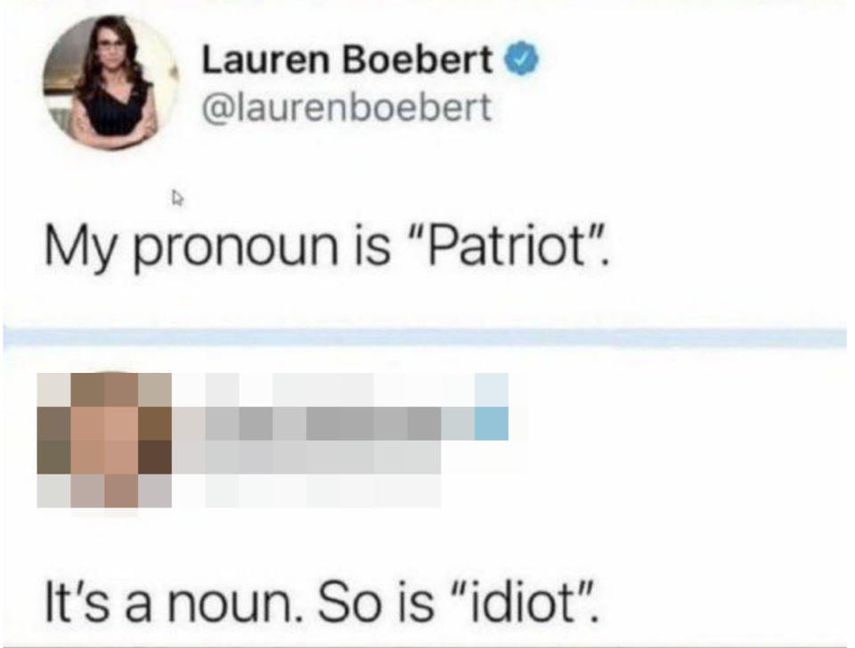 "It's a noun. So is 'idiot.'"