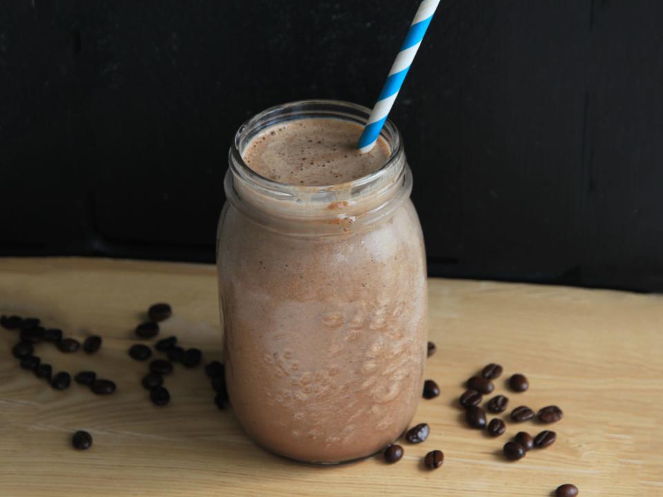 A coffee protein smoothie.