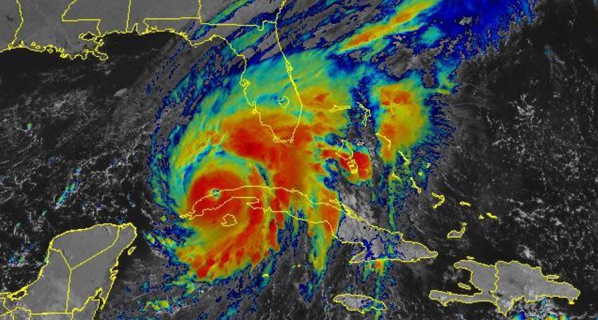 GOES East satellite image at 10 a.m. on Sept. 27, 2022 of Hurricane Ian.