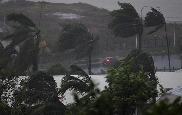 Strong winds and rain lash Airlie Beach. Photo: AAP