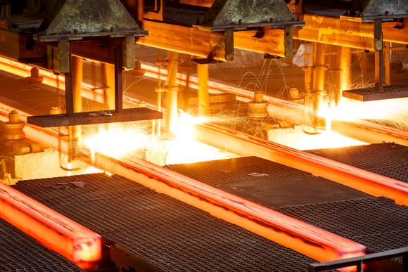 Steel being manufactured.