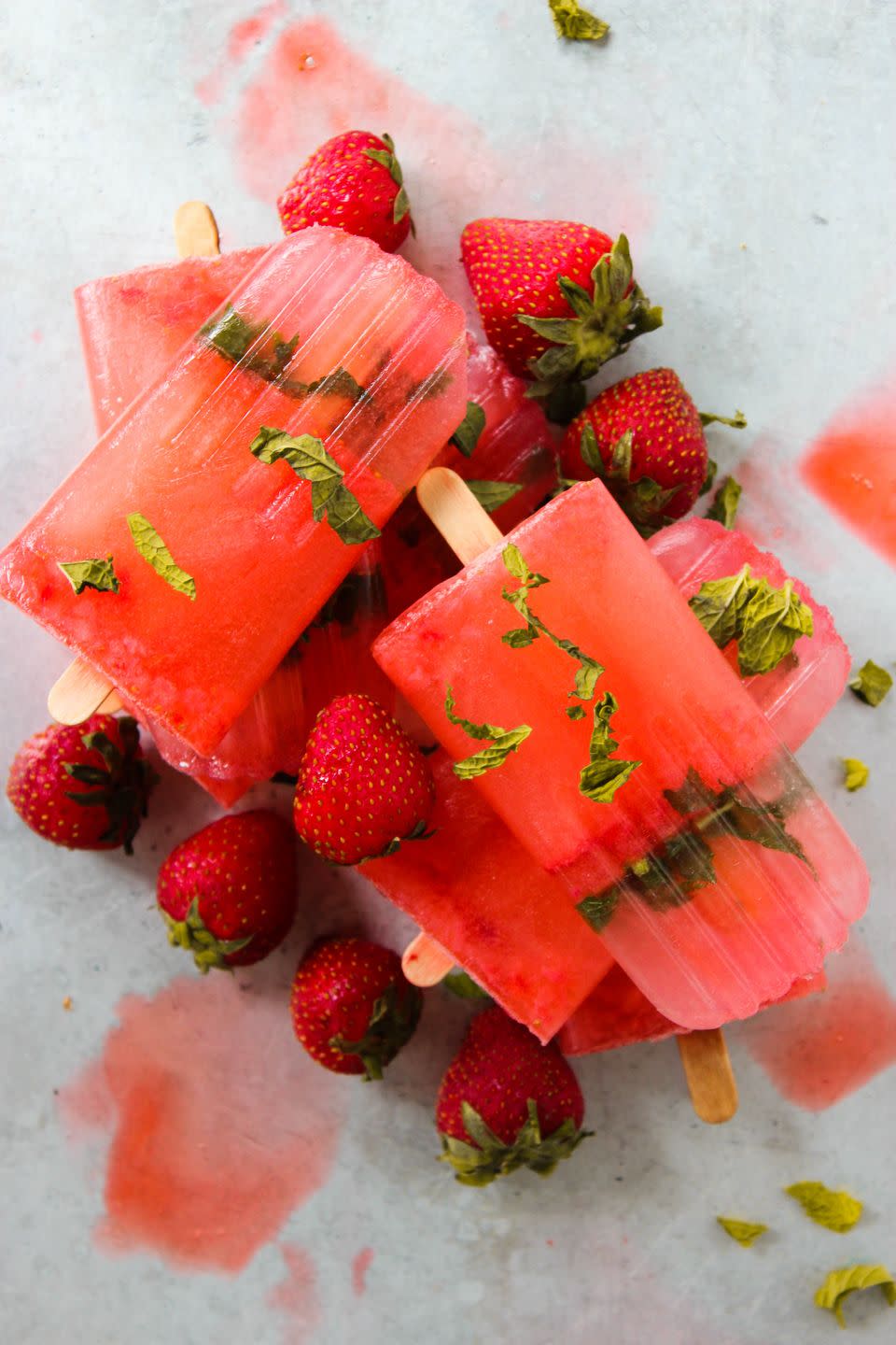 Strawberry Mojito Pops