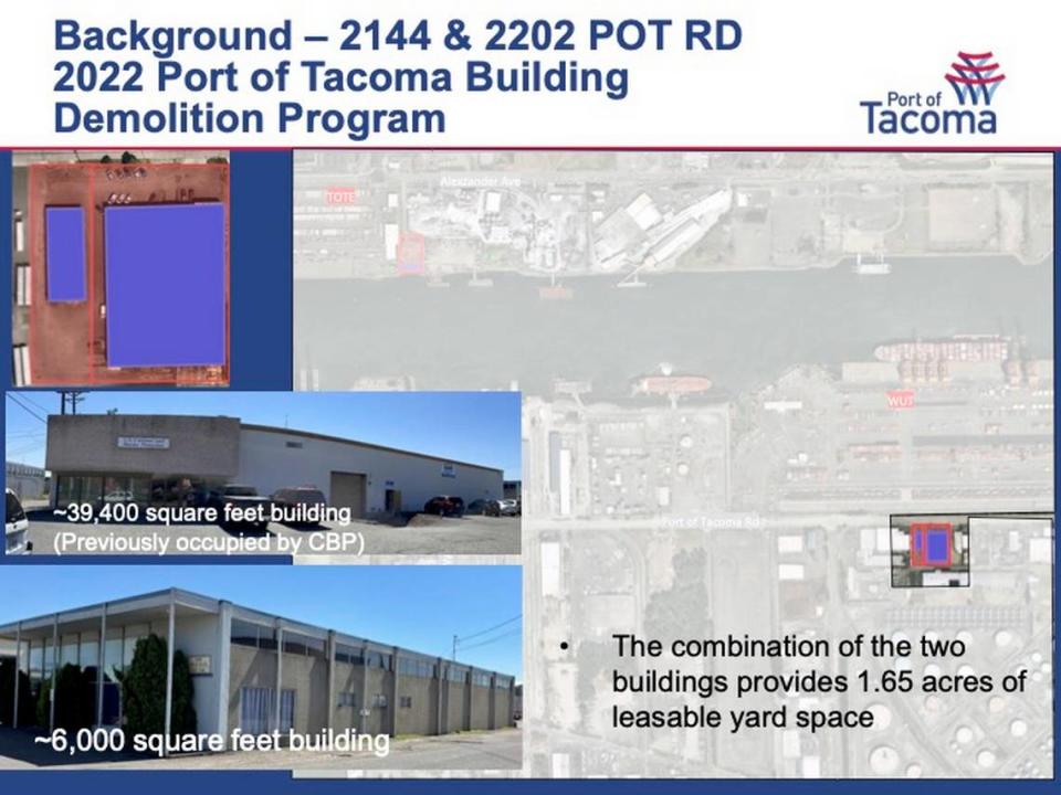 Two adjacent Port of Tacoma properties are near Washington United Terminals.