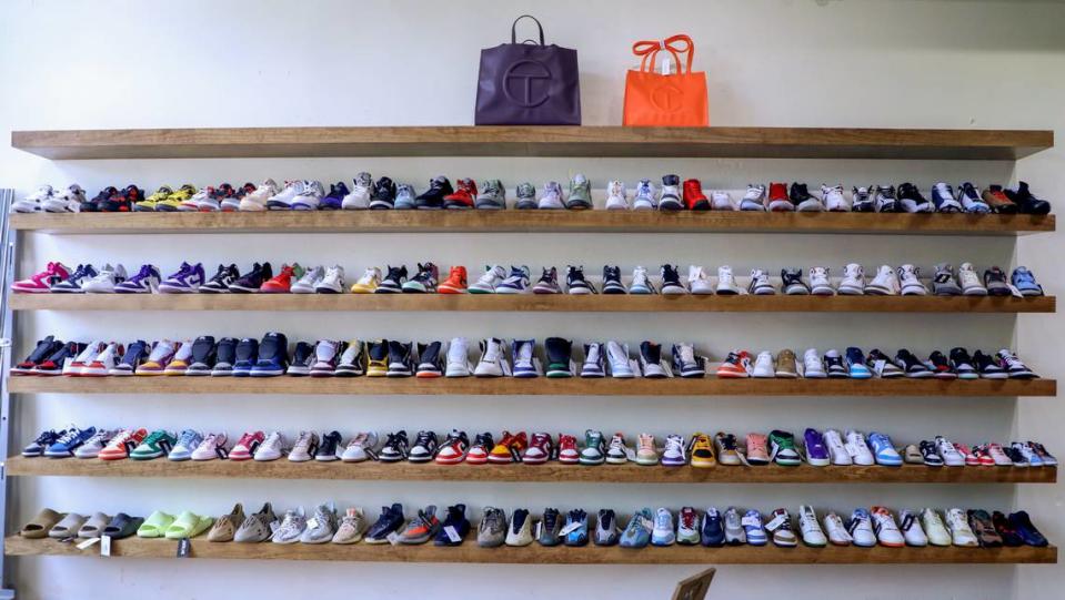 The shoe shelf at Sixth Ave at 482 First St. in downtown Macon.