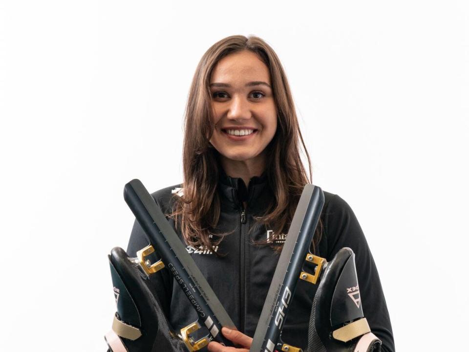 Courtney Sarault of Moncton is set to compete for Canada in short-track speed skating at the upcoming Winter Olympics in Beijing. (Antoine Saito for Speed Skating Canada - image credit)