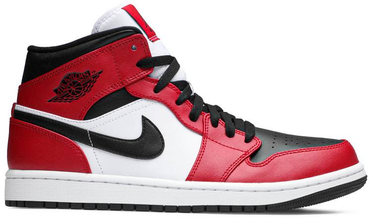 Air Jordan 1 Mid 'Chicago Black Toe'. Image via GOAT.