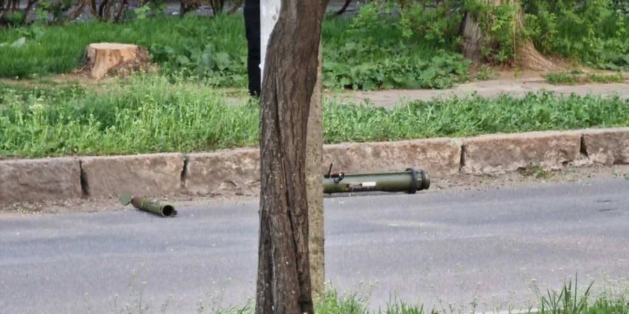 Tube from a grenade launcher, allegedly found near the site of the explosion in Tiraspol