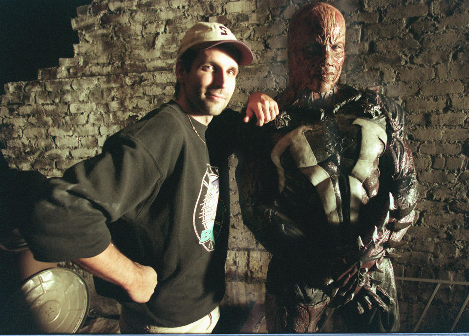 Todd McFarlane, writer creator of the Comic book "Spawn" with the comic book character Spawn played by Michael Jai White for the 40 million dollar movie by New Line Cinema.  (Photo by Kirk McKoy/Los Angeles Times via Getty Images)