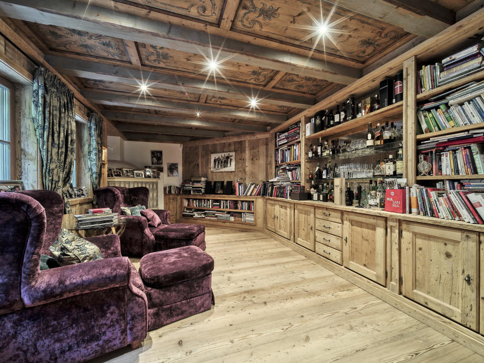 a library inside a swiss ski chalet