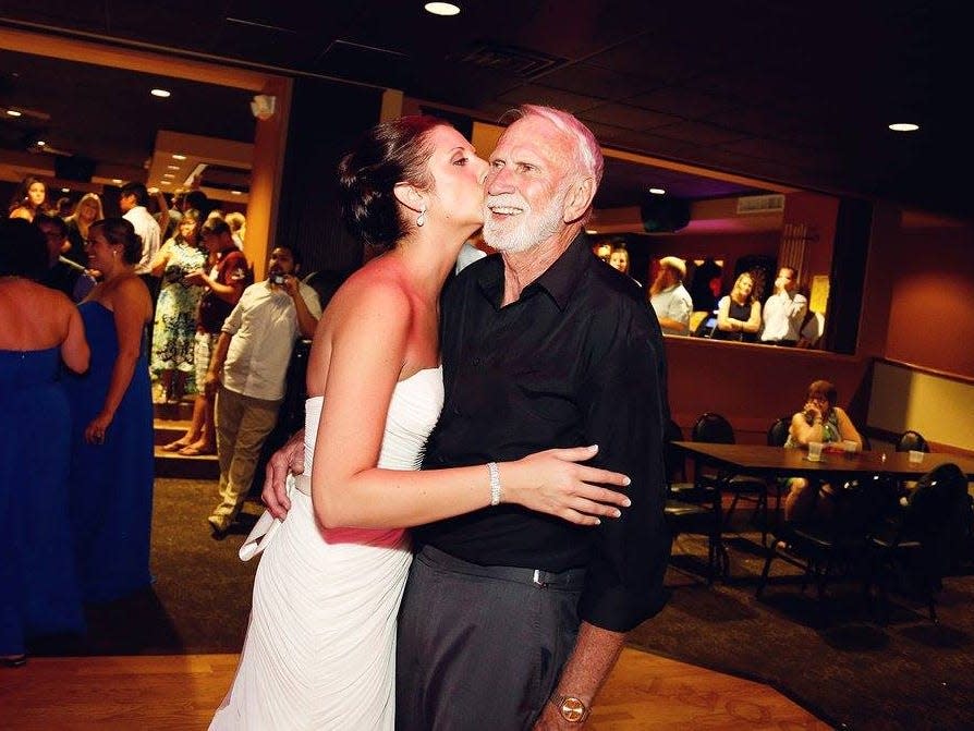 Blair Sharp and her dad dancing at her wedding.