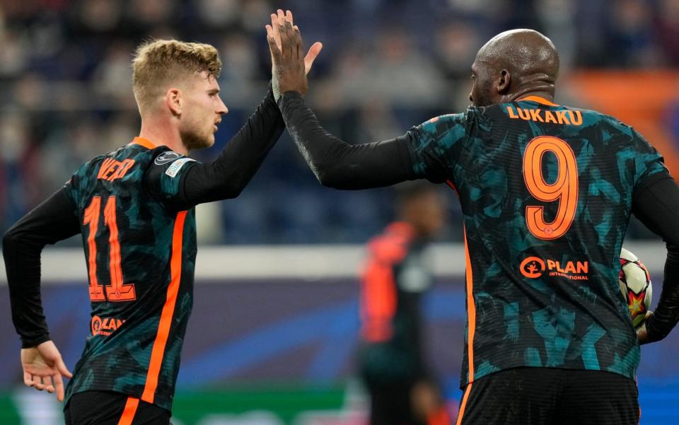 Timo Werner (left) and Romelu Lukaku - Much-changed Chelsea finish second in group after late Zenit equaliser in entertaining draw - AP