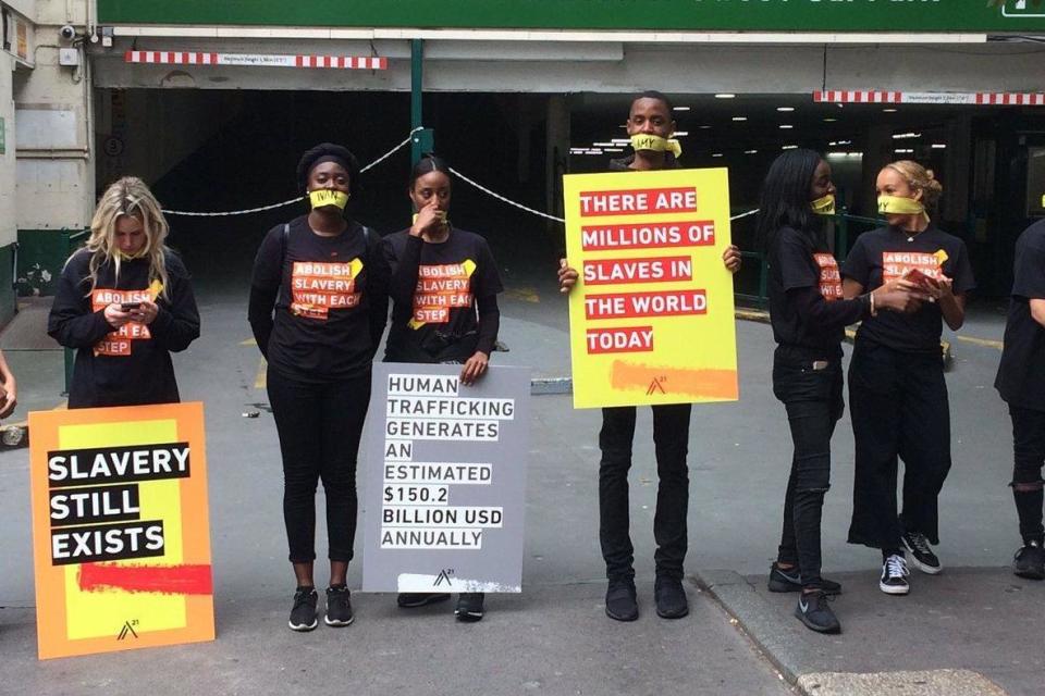 Protesters at an anti-slavery march. The Government has pledged new cash to help stop the scourge: Andrew Murray