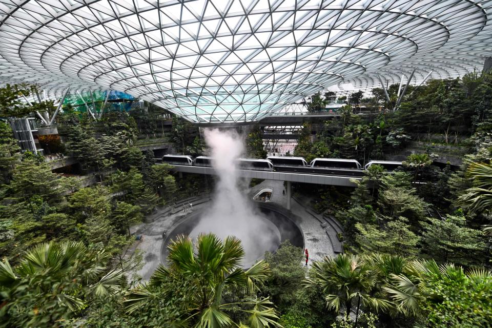 The Changi Jewel complex at the Changi international airport is pictured during a media preview in Singapore on April 11, 2019.