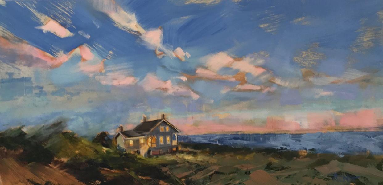 Rena Powell's oil painting "Captain Charlie's Night Sky," created earlier this year on Bald Head Island at the No Boundaries International Art residency.