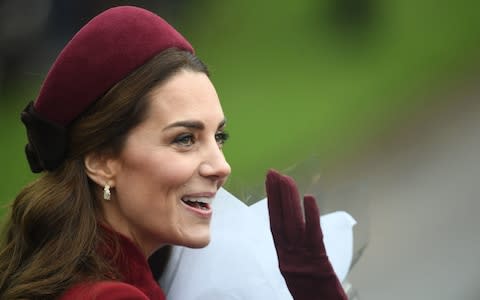 The Duchess of Cambridge arriving to attend the Christmas Day morning church service at St Mary Magdalene Church in Sandringham, Norfolk - Credit: Joe Giddens/PA