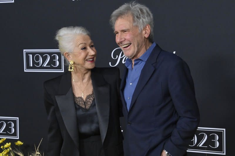 Helen Mirren and Harrison Ford attend the premiere of Paramount+'s western drama TV series "1923" at Hollywood American Legion Post 43 in Los Angeles in 2022. File Photo by Jim Ruymen/UPI