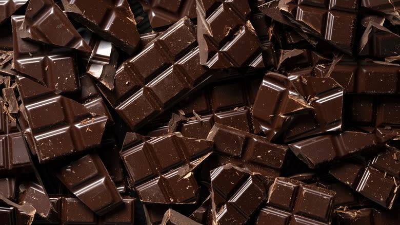 Dark chocolate bars as background