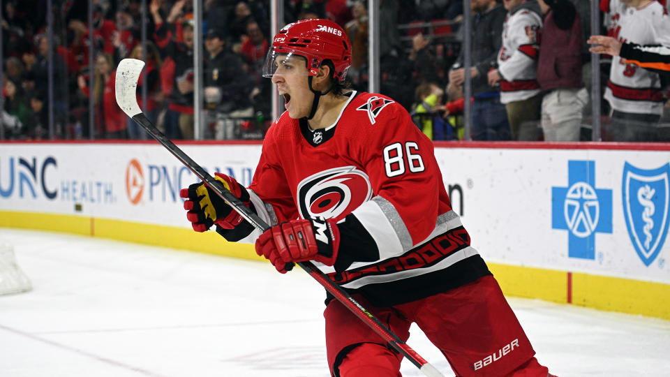 Carolina Hurricanes left winger Teuvo Teravainen is worth a look in fantasy hockey. (Photo by Katherine Gawlik/Icon Sportswire via Getty Images)