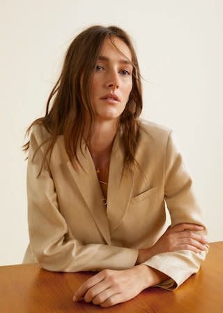 Get it <a href="https://shop.mango.com/us/women/jackets-blazers/structured-linen-jacket_33080480.html?c=08&amp;n=1&amp;s=nuevo" target="_blank">here</a>, $120.