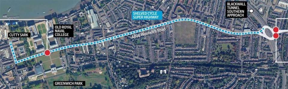 A map of Woolwich Road and where the collisions happened