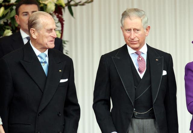 Philip and Charles at Windsor Castle