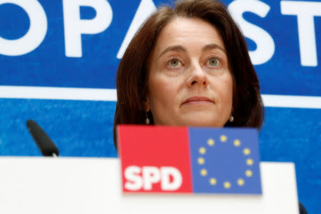 Germany's Social Democratic Party (SPD) top candidate Katarina Barley attends a news conference following the European Parliament election results, in Berlin, Germany, May 27, 2019. REUTERS/Fabrizio Bensch