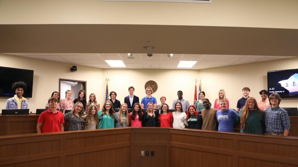 Members of the 2023-2024 Columbia Mayor’s Youth Council (CMYC) pose for a photo.