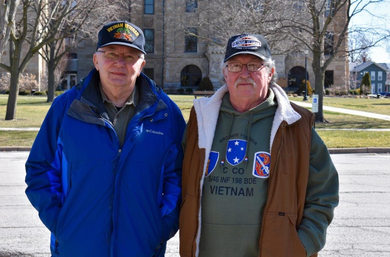 Vietnam War veterans such as Ken Monnin, left, and Ernie Hopkins faced rejection when they returned home from the war. "Welcome Home Vietnam Veterans Day," to be held Wednesday, is an opportunity for the country to honor the men and women who served anywhere and in any capacity during the war.