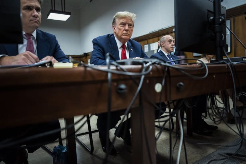 Jury selection for former President Donald Trump's hush-money trial is set to begin in the court of Judge Juan Merchan. Pool Photo by Jabin Botsford/UPI