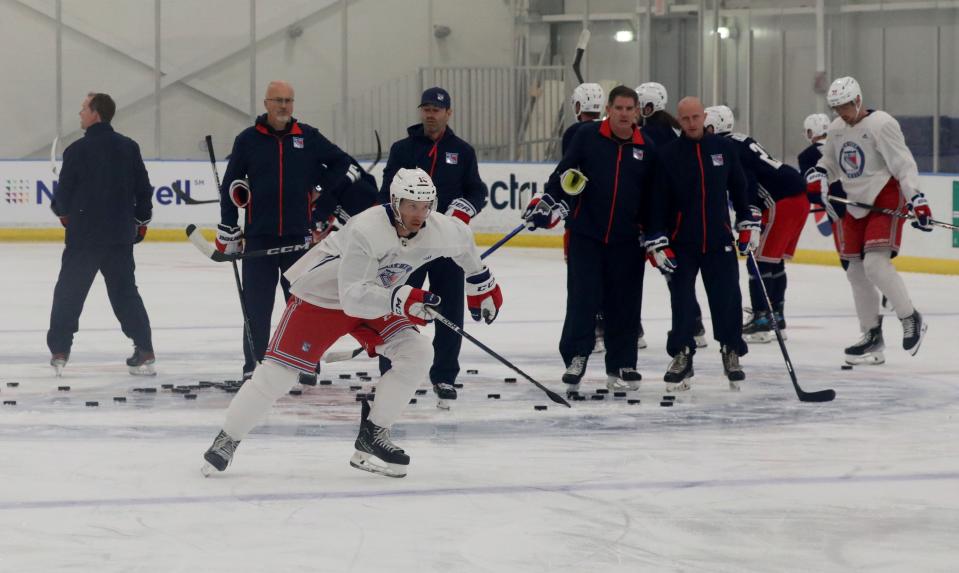 New York Rangers Nick Bonino is pictured during a training session at their facility in Tarrytown, Sept. 22, 2023.