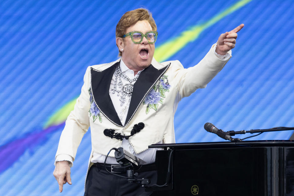 Elton John performs during the British Summer Time festival at Hyde Park in London. Picture date: Friday June 24, 2022.