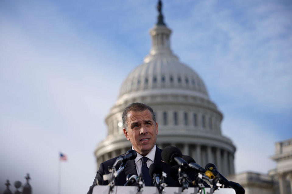Hunter Biden talks to reporters outside the U.S. Capitol on Dec. 13, 2023. / Credit: Getty Images
