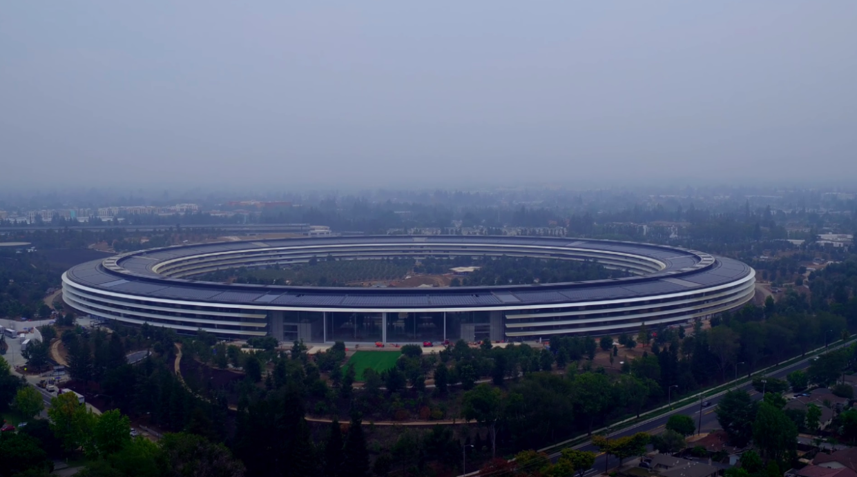 <em>Workers at Apple Park in California have been walking into the glass walls (Wikipedia)</em>