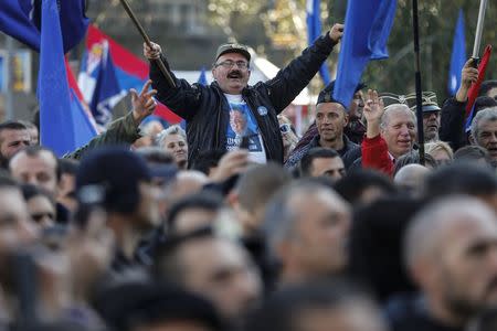 Supporters of Serbian nationalist leader Vojislav Seselj attend his rally in Belgrade November 15, 2014. REUTERS/Marko Djurica