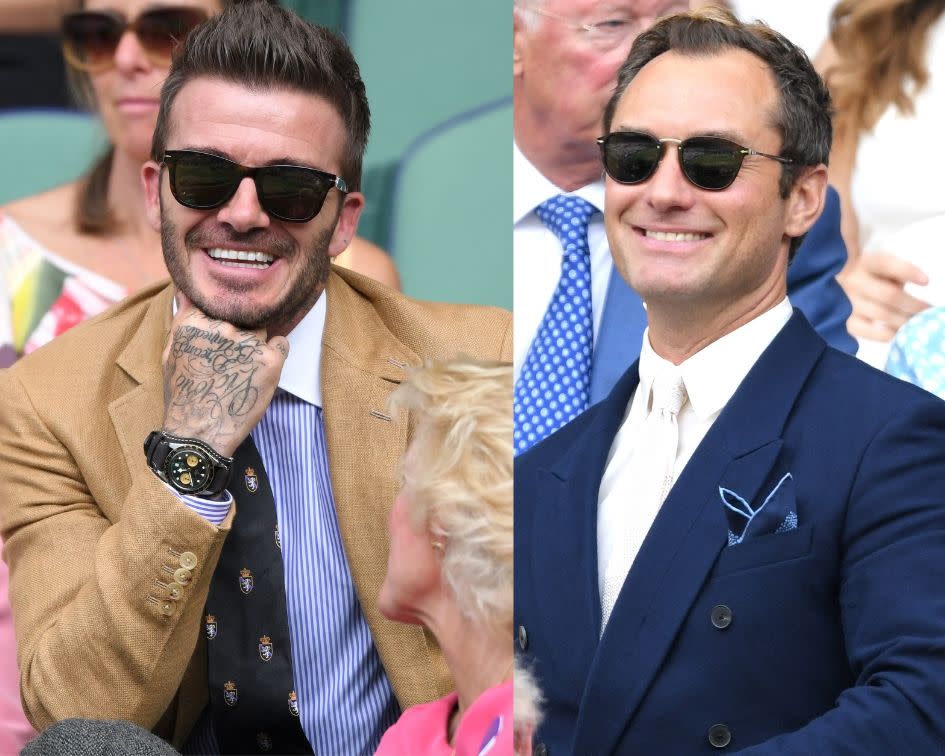 David Beckham und Jude Law zeigten sich beim Tennis-Turnier in Wimbledon sehr stilsicher (Bild: Getty Images)