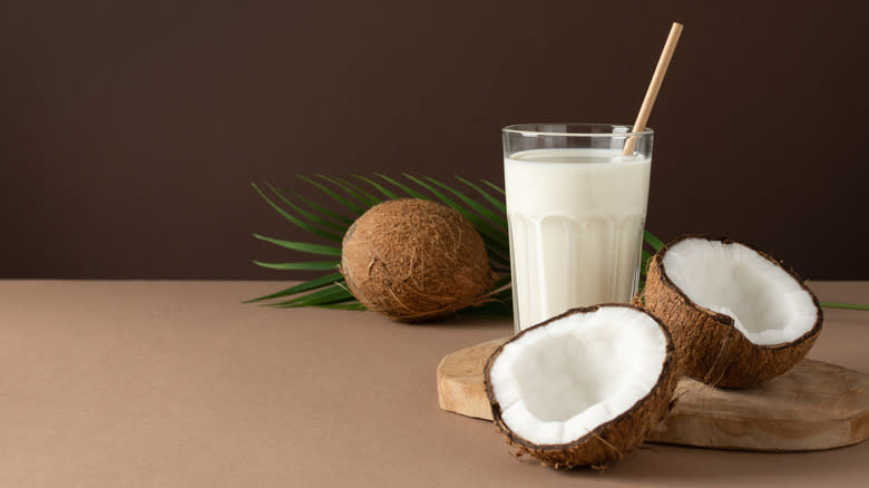 coconut milk in glass