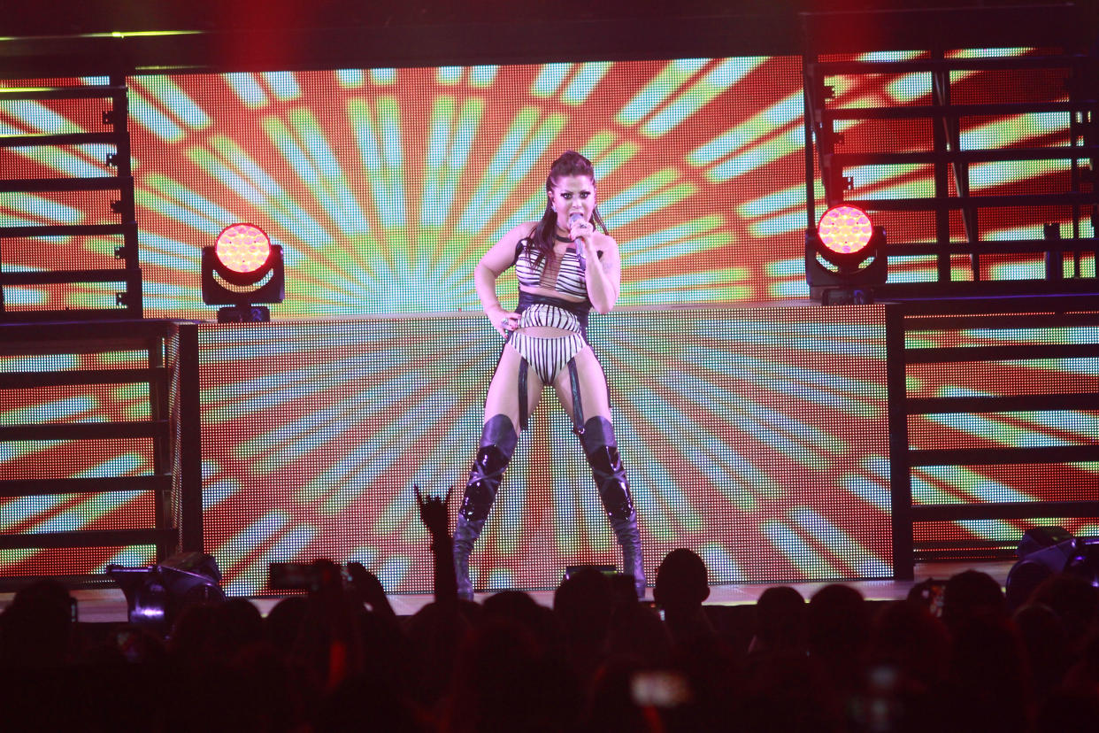 SAN JUAN, PUERTO RICO - MARCH 02:  Alejandra Guzman performs as part of "Versus World Tour" at Coliseo Jose M. Agrelot on March 2, 2018 in San Juan, Puerto Rico.  (Photo by Gladys Vega/Getty Images)