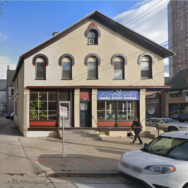 The recently closed home of Brady Street Futons was sold in April 2024 and will be redeveloped into The Deep Groove, a cafe and lounge featuring music on vinyl. It's at 1200-1244 E. Brady St.