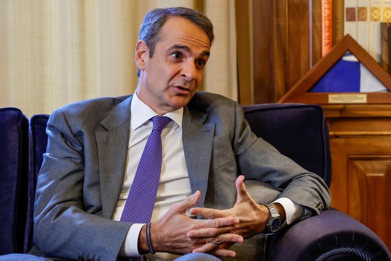 Greek prime minister Kyriakos Mitsotakis meets with Greek president Katerina Sakellaropoulou