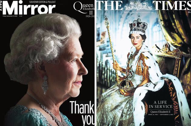 The front pages from the Daily Mirror and The Times for Friday, Sept. 9. (Photo: Daily Mirror/The Times)