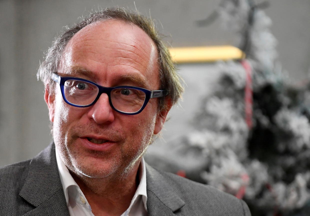 Co-founder of Wikipedia, Jimmy Wales, speaks at the Ministry of Fun Santa School, as it develops an online app for children to speak with Santa during the Christmas season, as the continuation of the coronavirus disease (COVID-19) pandemic means most in-person Santa's Grotto experiences will have to be cancelled, London, Britain, November 10, 2020. REUTERS/Toby Melville